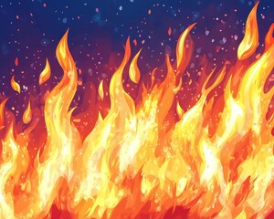 Vibrant, dynamic flames dance with intense heat and energy, creating a powerful visual spectacle of burning embers and glowing fire.