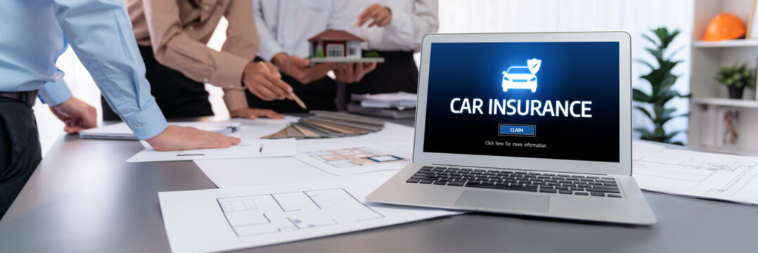 car insurance online website on computer screen for insure your car damage brisk