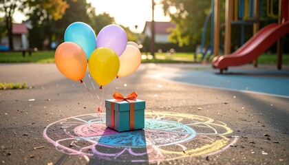 Colorful gift in park