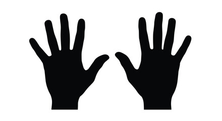 Fototapeta premium Silhouetted human hands with fingers spread wide demonstrating ten digits.