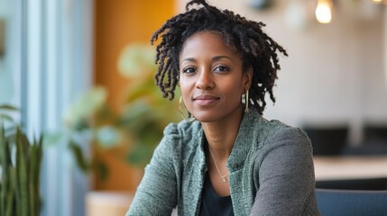 Confident woman with stylish, textured hair.