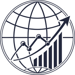 Silhouette of a global market icon on a white background