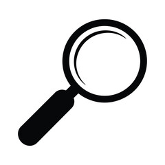 Simple black magnifying glass icon on white background