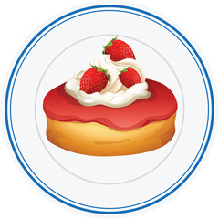 vector illustration of a cake on a plate 