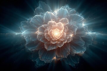 A flower in the middle of a dark blue background