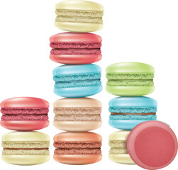 colorful macaroons on white background
