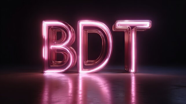 Light Pink Neon Text Symbol B D T isolated on a transparent background image