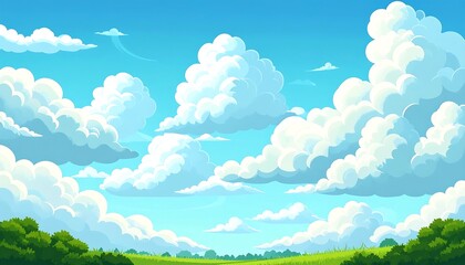 Cartoonish sky and landscape