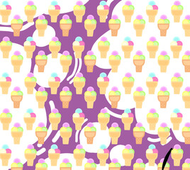 Vector purple pattern with ice creams svg sweet pink