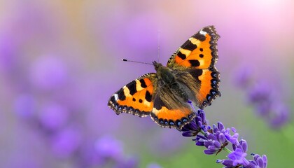 Vibrant butterfly on lavender