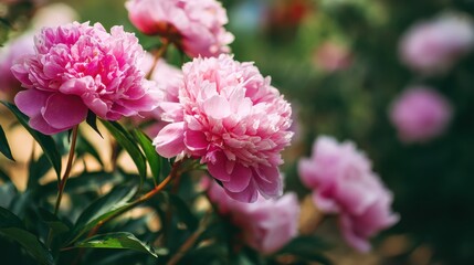 Obraz premium beautiful pink peonies in the garden growing peonies gardening and landscaping no logos no brands ar 169