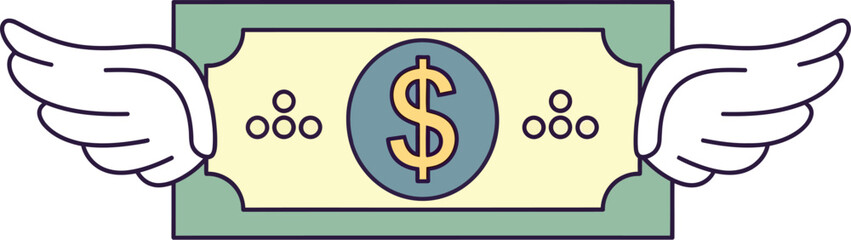 Obraz premium Money flying with wings, symbolizing financial freedom and swift transactions