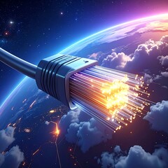 Fiber optic cable connected to Earth