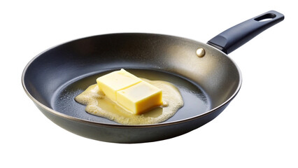melting-butter-in-hot-frying-pan-isolated--cooking  white background