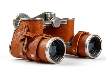 Vintage leather binoculars ready for your next adventure exploring nature or watching wildlife with a classic look and feel for outdoor enthusiasts