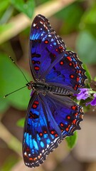 Vibrant butterfly resting on flower