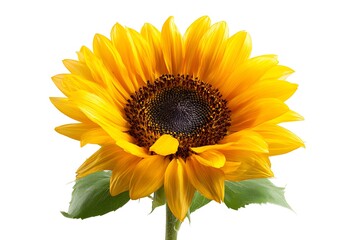 Fototapeta premium Brighten your day with this vibrant sunflower, perfect for adding a touch of summer warmth to any project or design needing a sunny botanical feel