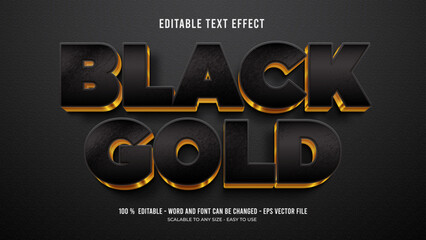 black gold editable text effect 3d premium vector
