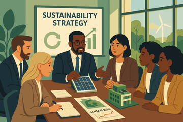 Corporate Sustainability Strategy Planning Illustration