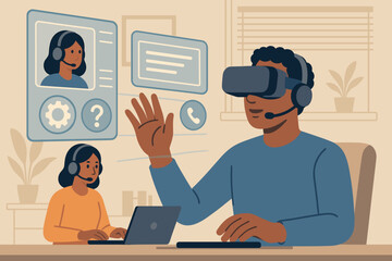 Virtual Reality Business Training Illustration
