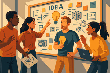 Business Innovation Team Brainstorming Illustration