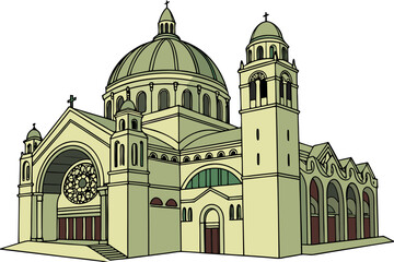 Fototapeta premium Cathedral Basilica of St. Louis in Missouri, massive green dome with intricate Byzantine mosaics inside