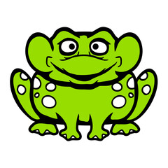 Frog Toad laughs cheerfully silly cheeky sits fun