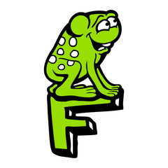 Obraz premium Letter F Frog Toad First Name ABC Learning School