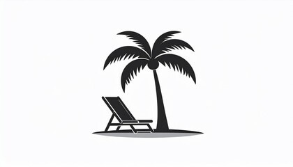 Tranquil Beach Escape: Palm Tree and Lounger Silhouette