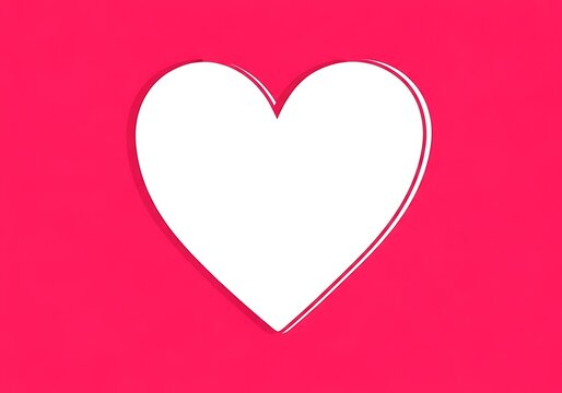 White Heart on Pink Background Simple Valentine s Day Illustration - Powered by Adobe