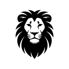 Vector lion silhouette logo, a stylish isolated king of the jangle lion head with flowing mane, a minimalist and deometric lion design on white background for logo, branding, and Illustration