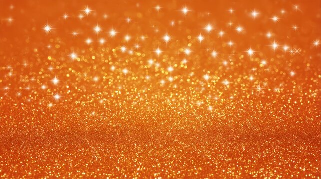 a bright orange background with a lot of glitter