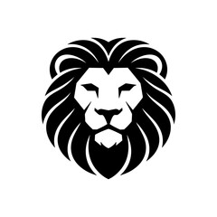 Obraz premium Vector lion silhouette logo, a stylish isolated king of the jangle lion head with flowing mane, a minimalist and deometric lion design on white background for logo, branding, and Illustration