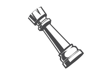 Simple black chess rook piece with solid shading on a white backdrop