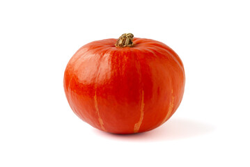 Fresh whole orange pumpkin isolated on white background