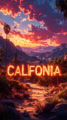 Vibrant California sunset landscape