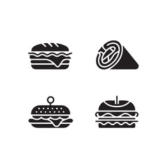 Minimalist Fast Food and Deli Sandwich Icon Collection