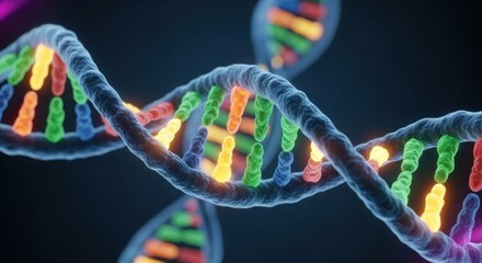 Colorful dna strand illustration depicting genetics heredity blueprint and the molecule