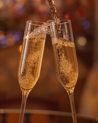 two glasses of champagne making toast