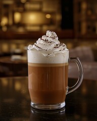 cappuccino with ice cream in a bar