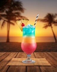 mixed cocktail on the beach