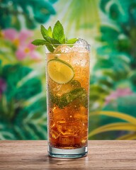 mojito cocktail with lime and mint