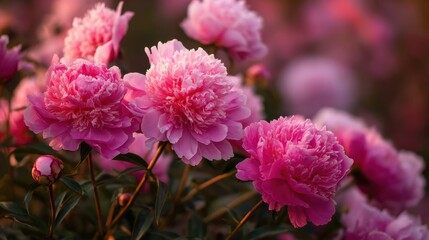 Fototapeta premium pink flowers peonies flowering on background pink peonies peonies garden no logos no brands ar 169