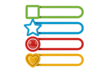 Modern infographic template featuring square, star, circle, and heart for data visualization