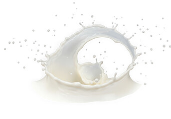 Dynamic milk splash with droplets isolated on transparent background