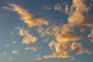 黄みの強い夕焼け空