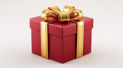 Obraz premium golden ribbon adorning glossy red gift box floating against transparent background symbolizing celebration and festive moments