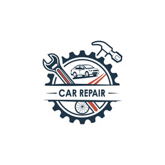 Minimalist car repair vector logo for car servicing centre