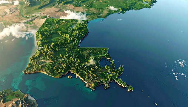 Satellite view of a lush country - Powered by Adobe