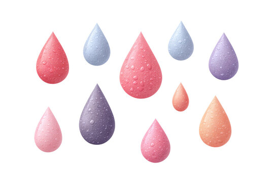 Colorful water droplets with dew on black background, cut out